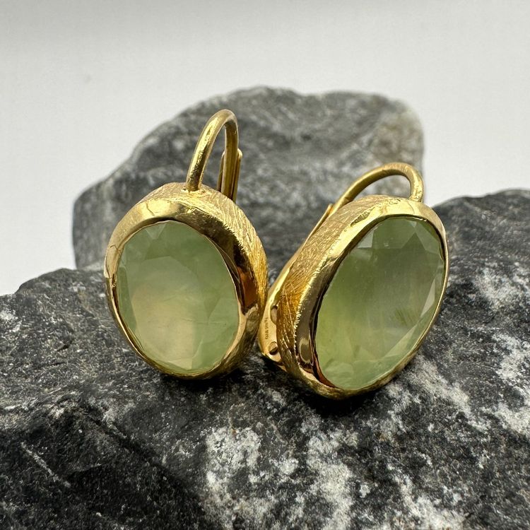 Bague Cocktail Prehnit Perfection, Argent 925, Pierre Naturelle Verte Coussin, Inde