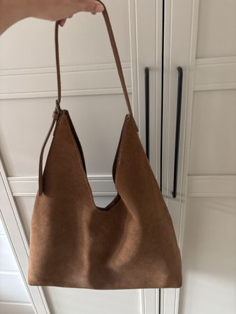 Hobo bag suede leather brown shoulder bag good state