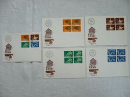 FL 1973 5 FDC Kleinfauna Satz & 4er-Bl. SBK 531 - 534