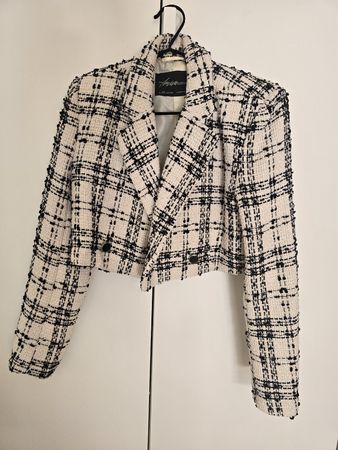 Kurzer Blazer kariert schwarz weiss Gr. 36