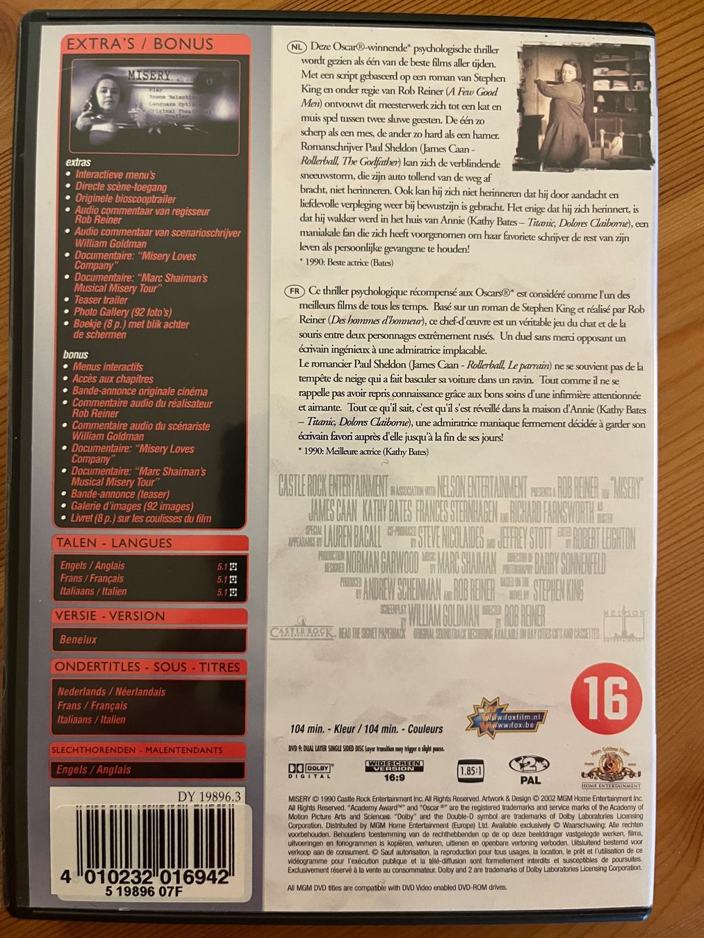 Tutti i DVDs: MISERY - ROB REINER - KATHY BATES & JAMES CAAN – Usato da Lausanne venduto da sbar224 1