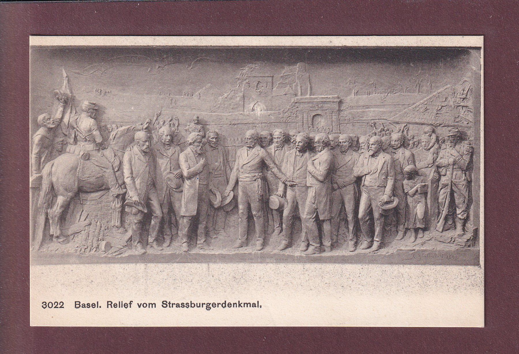 Ansichtskarten: BASEL - Relief vom Strassburgerdenkmal – Gebraucht aus Pully von nicecards