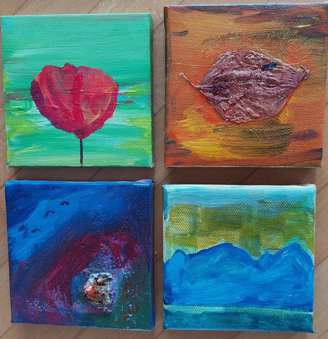Dipinti: 4 kl. Acrylbilder – Nuovo (secondo la descrizione) da Schaffhausen venduto da Rosenmund