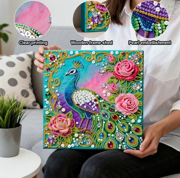 Kit bricolage: Diamond Painting Pfau-17-Brahmen-526 – Nuovo e nell'imballaggio originale da Obergösgen venduto da Diydiamant 1