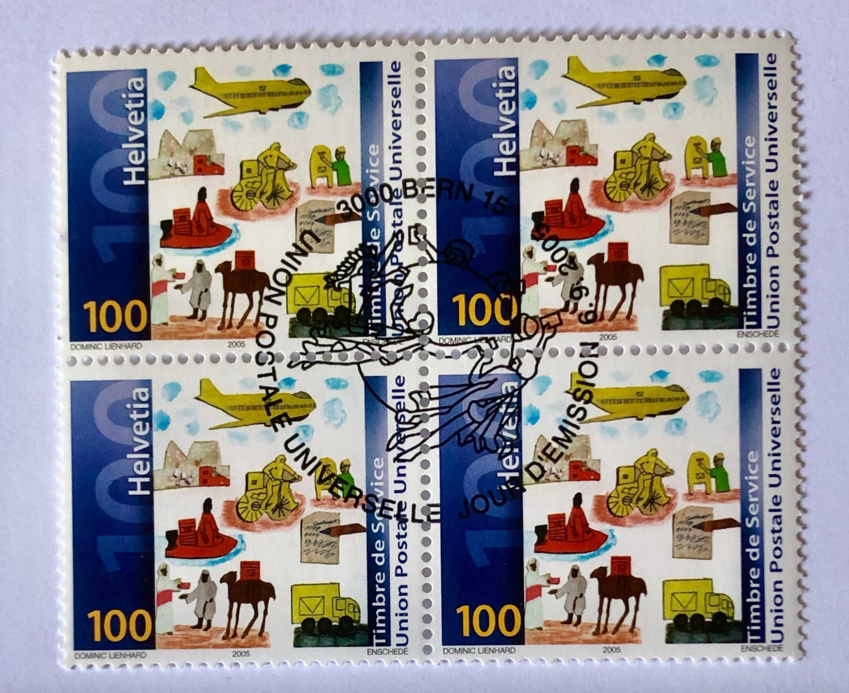 Alle Briefmarken: 4 er Block Das Weltpostnetz GESTEMPELT BERN  – Gebraucht aus Aarau von Billa007