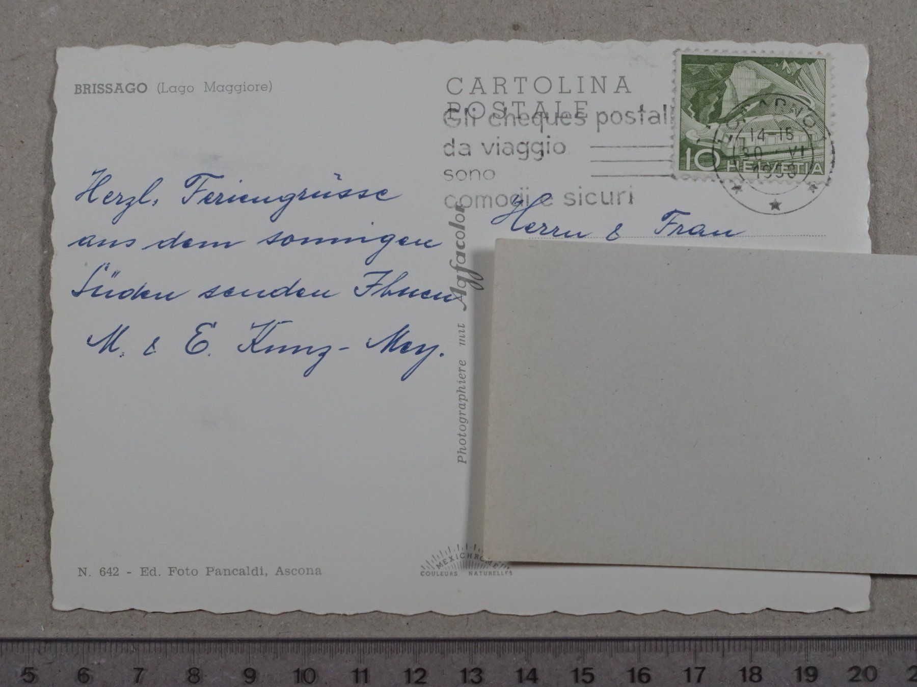 Cartoline postali: Brissago, 1958 – Usato da Lenzburg venduto da fh1 1