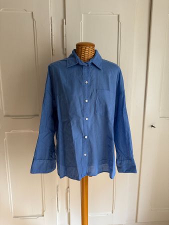 Leinen-Mix Bluse hellblau oversized S