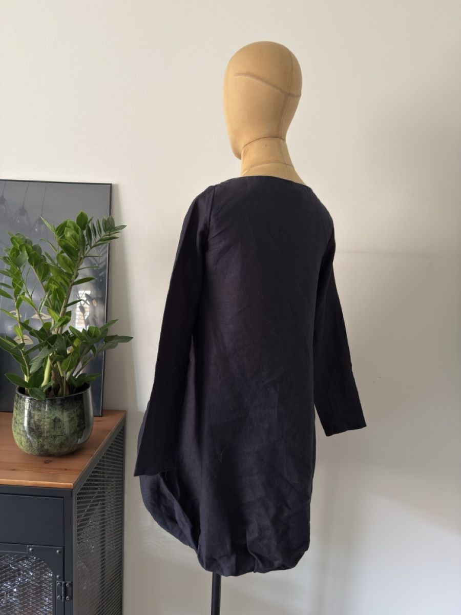 Vestiti: Leinen Kleid bestickt Oversize Dunkelblau, Gr. S – Usato da Lugano venduto da rebecca.wardrobe 5