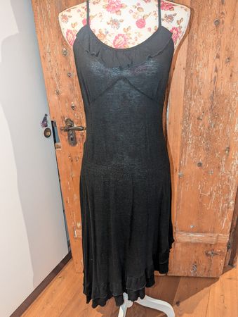 Schwarzes asymmetrisches Sommerkleid Gr. L - luftig weich