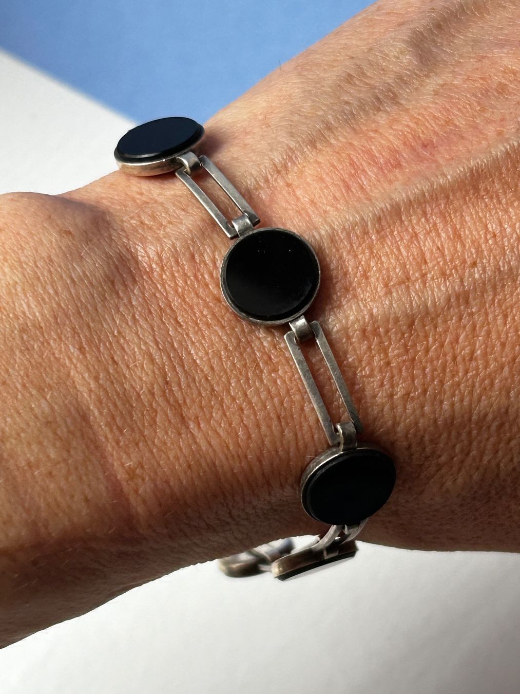 Bracciali & Braccialetti: Silber Armband Onyx Cabochon, Vintage – Usato da Laufen venduto da belleskulptur 4