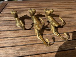 5 Wandhaken Messing Pferdekopf Garderobenhaken gebraucht