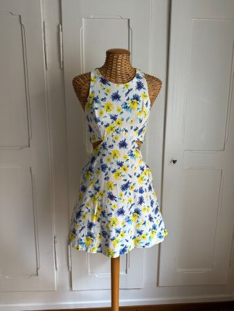 ZARA - Kleid weiss-gelb-blau geblümt S