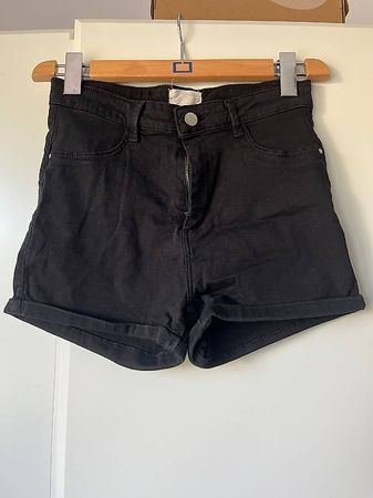 Damen Shorts Jeans Schwarz High Waist