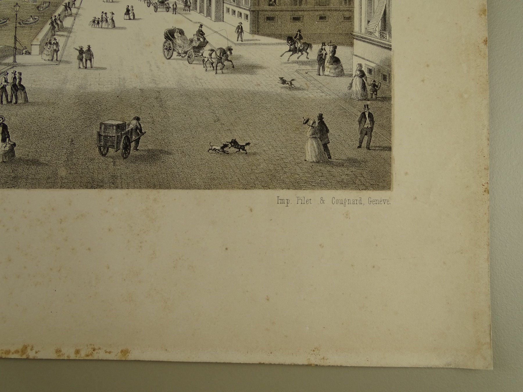 Stiche: GENÈVE, GENF, GROSSE LITHOGRAPHIE UM 1850 – Gebraucht aus Grüningen von Kartensammler 8