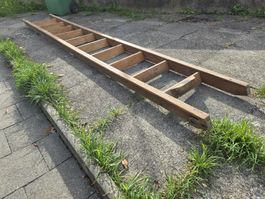 Holzleiter, Länge ca. 307 cm, Breite 45 cm, gebraucht
