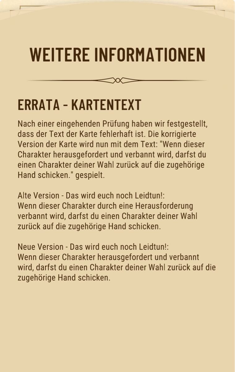 Disney Sammelbilder & Trading cards: Disney Lorcana ERRATA CARDS DE‪ – Neu und originalverpackt aus Massagno von pokecoach 4