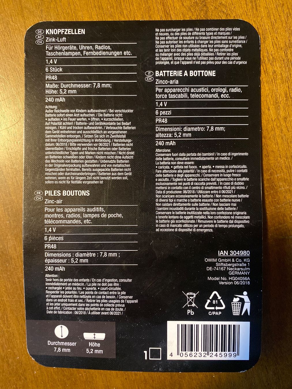 Akkus & Batterien: Knopfzellen PR48 – Neu und originalverpackt aus Schlieren von neopreniii 1