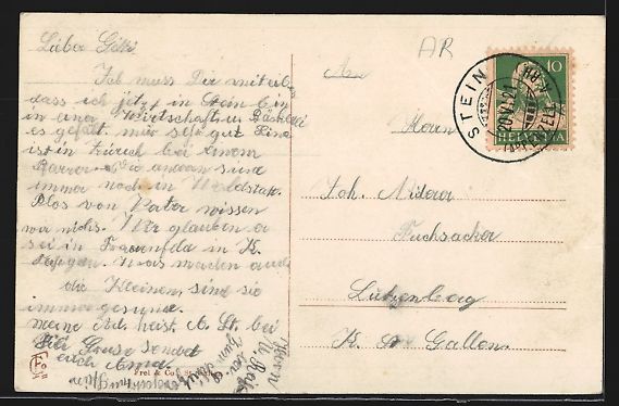 Cartoline postali: Stein /Appenzell, Teilansicht mit Strass – Usato da Berlin venduto da bartko-reher 1