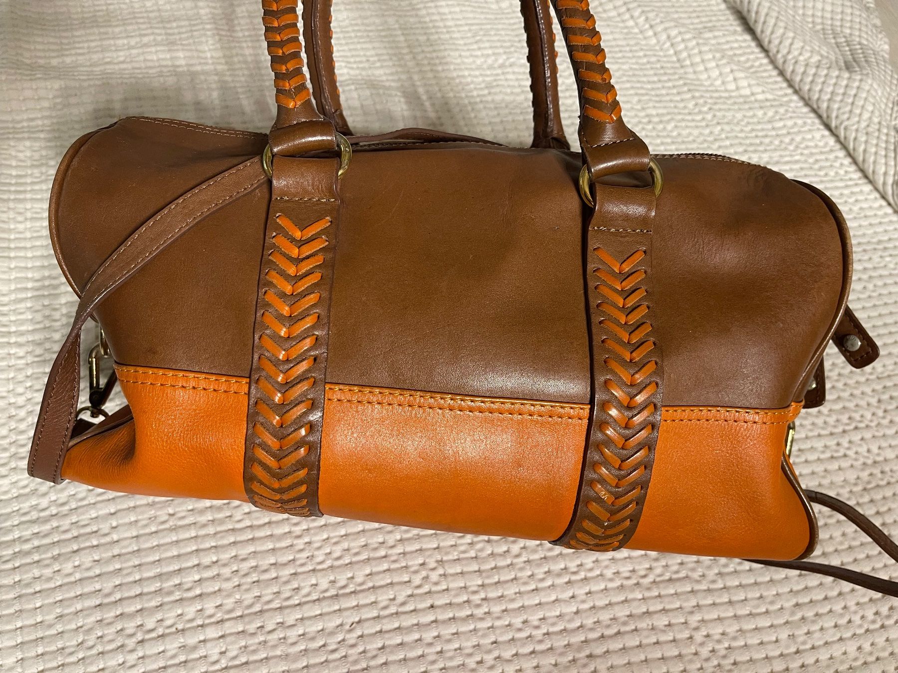 Mango Borse da donna: Mango Handtasche Leder braun orange – Usato da Niedergösgen venduto da MacWinder 3