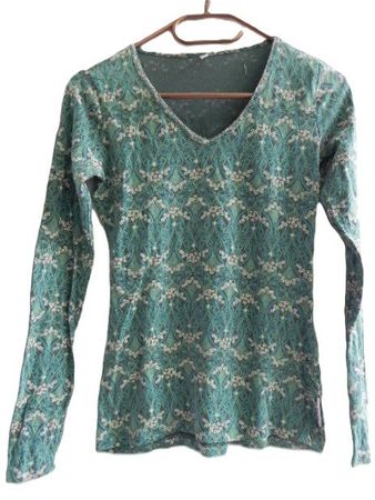 BLUTSGESCHWISTER  Gr. 34 langarm Shirt grün hellblau Blümli