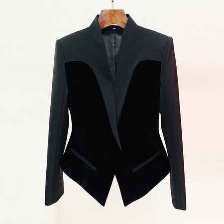Blazer nero stoffa e velluto