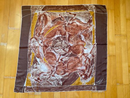 Vintage 90s Hans Erni Silk Scarf Horse 84x84 cm