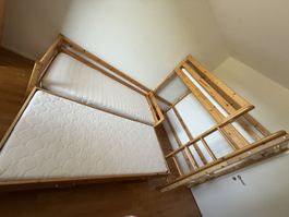 Flexa Hochbett set Ausziehbett und Leiter + 3 stk Matt