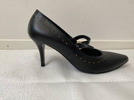 schwarze Pumps Gr. 39 mit Goldverzierung