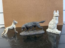 Lot de 3 figurines de chiens: Boxer, Setter, Berger Allemand