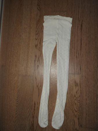 Kinder Strumpfhose weiss mit Glitzerpunkten, Grösse 146/152