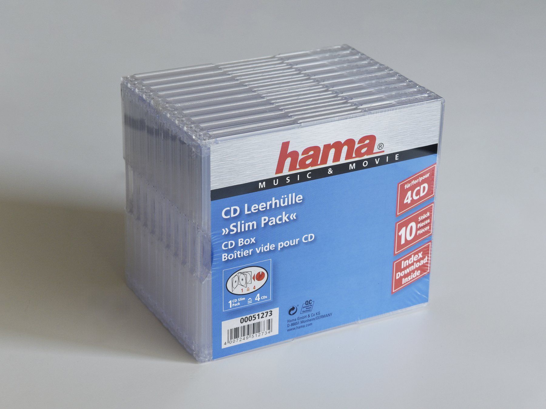 CDs: Hama CD-Leerhuelle Slim Pack 4 DCs (10er Set) – Neu und originalverpackt aus Uznach von EH249