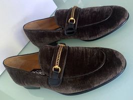 TOM FORD Liam Chain Velvet Leder Slip On Loafer Schuh 41 NEU