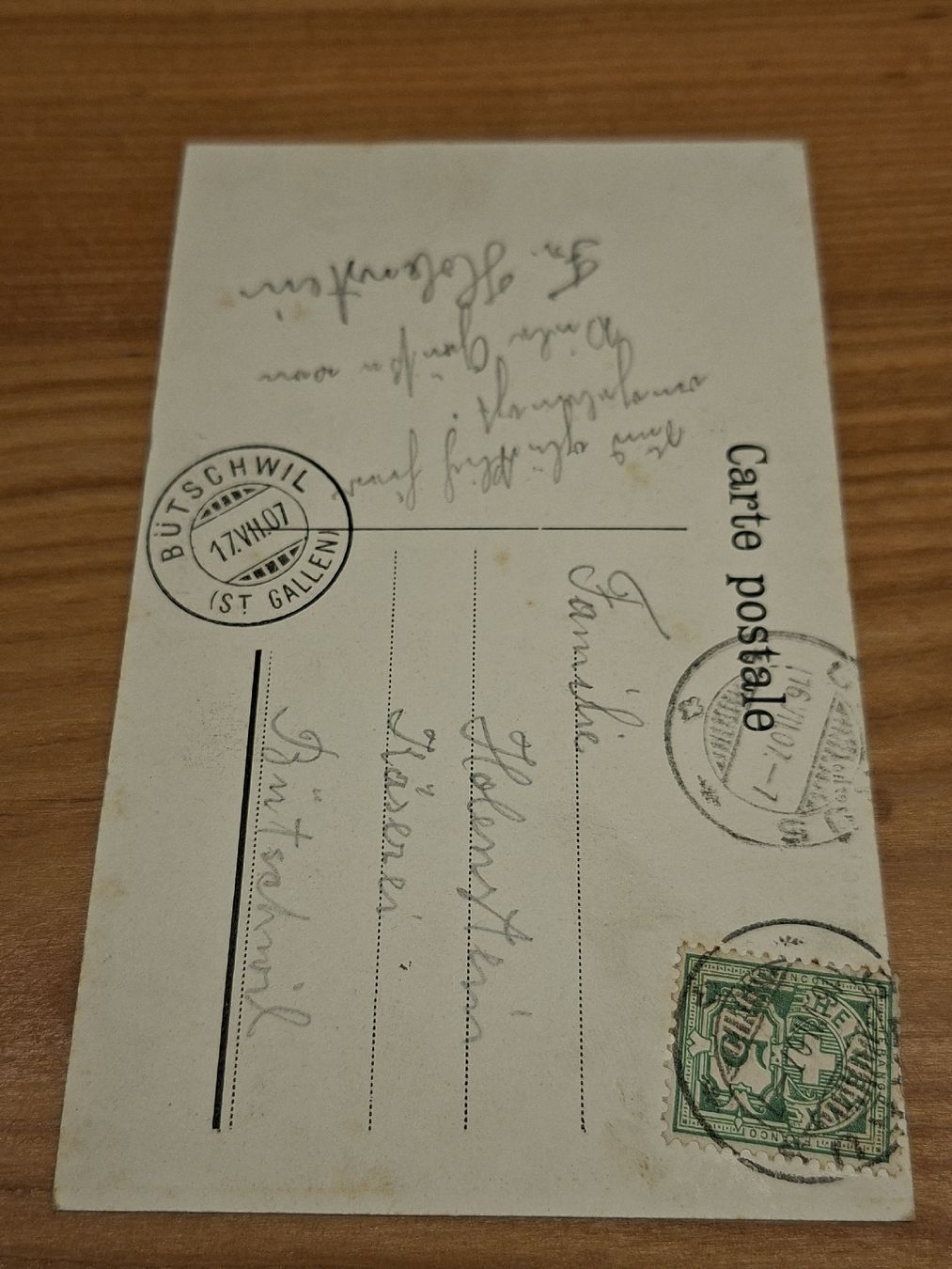 Cartoline postali: Postkarte Glarus 1907 – Usato da Ganterschwil venduto da HeidiuPeter 6