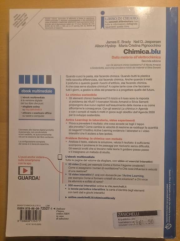 Bücher: Libro Chimica.blu Zanichelli seconda edizione usato – Gebraucht aus Mendrisio von fer_sl7b 1