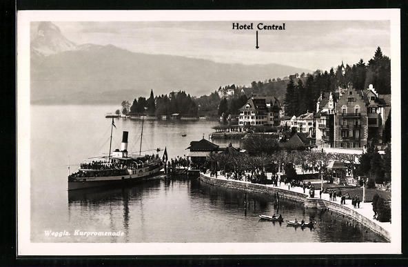 Cartoline postali: Weggis, Kurpromenade mit Hotel Central a – Usato da Berlin venduto da bartko-reher