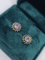 Echtstein Amethyst Ohrstecker Silber 925 Blumen Sonnenform