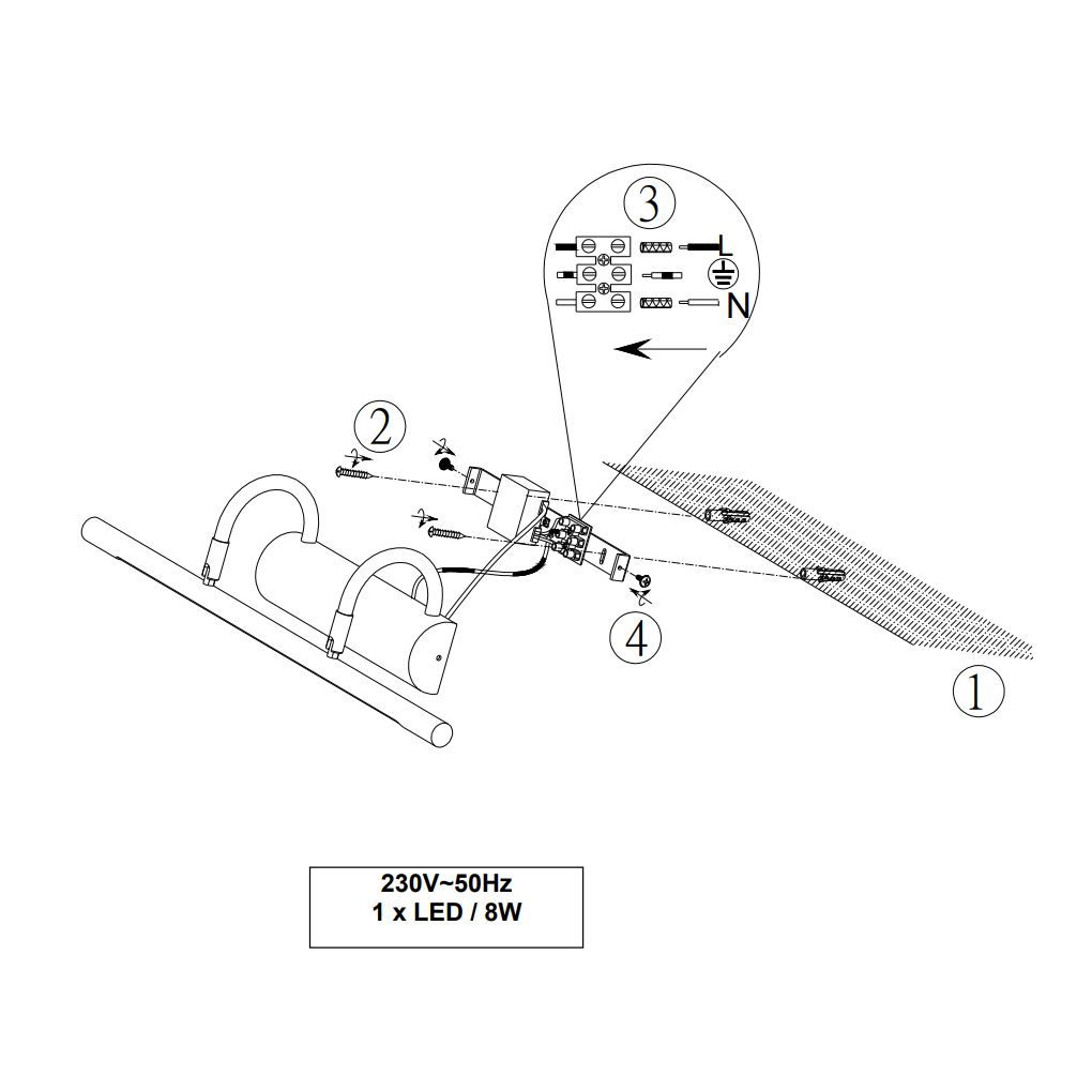 Lampade: LED Wandleuchte, Nickel, 48 cm x 10 cm – Nuovo (secondo la descrizione) da Kreuzlingen venduto da Smart-Light 2