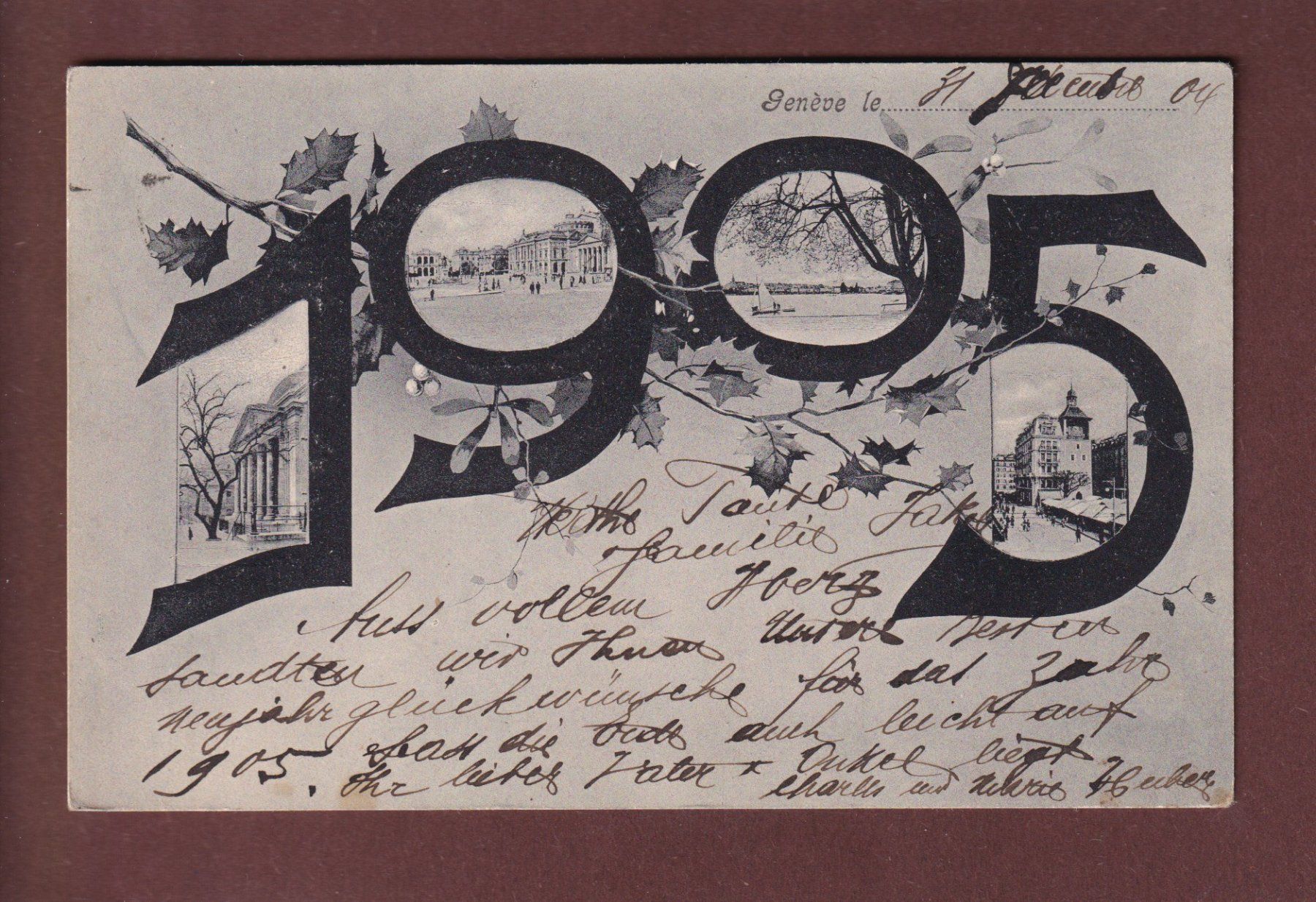 Ansichtskarten: GENEVE - Multivues 1905 – Gebraucht aus Pully von nicecards
