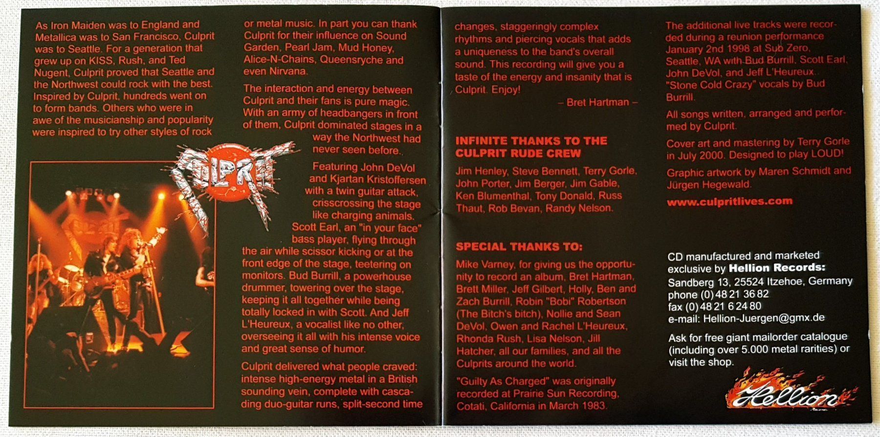 CD: Culprit ‎– Guilty As Charged - CD - 2000 -  Bonustracks – Usato da Uster venduto da Zardodel 4