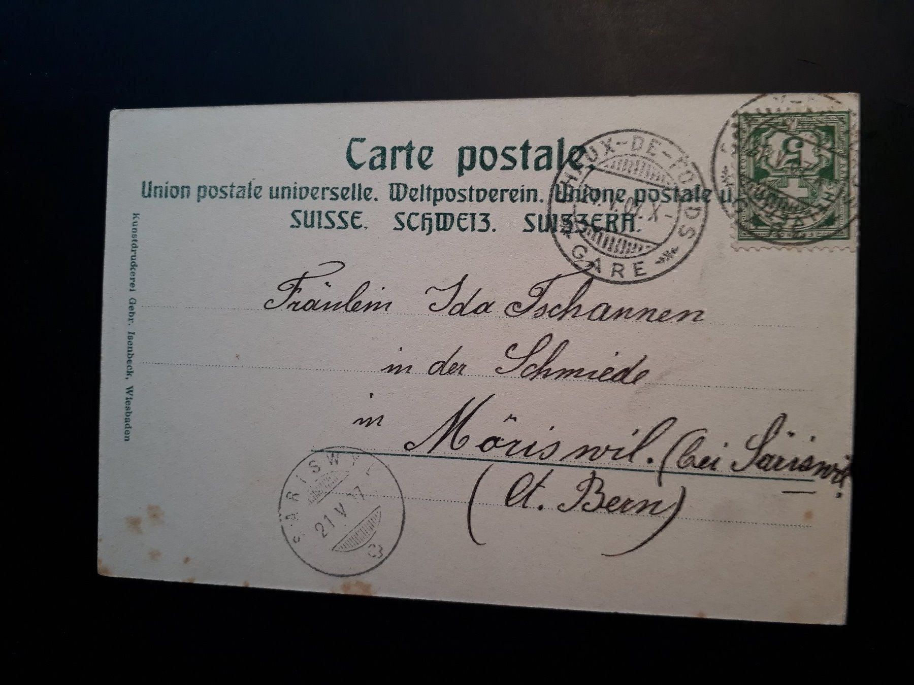 Ansichtskarten: AK La Chaux-de-Fonds, 1907 – Gebraucht aus Herzogenbuchsee von Herkules9 1