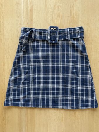 Jupe courte Clockhouse à carreaux bleu blanc, taille XS