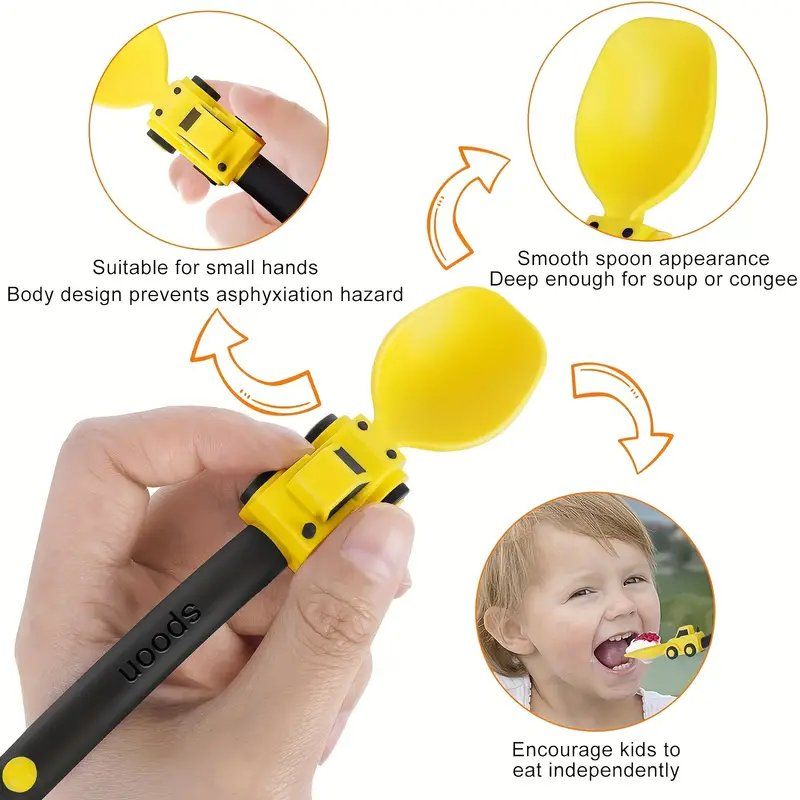 Set di posate: Kinderbesteck Baustelle Bagger Kran Löffel Gabel Kind Kies – Nuovo e nell'imballaggio originale da Dättlikon venduto da easythings 4