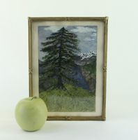 TANNE IN EINER ALPENLANDSCHAFT, AQUARELL, SIGN. J. AMMANN