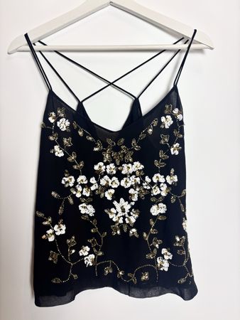 vintage unique flower sequin camisole top