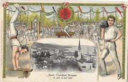 Horgen Kantonales Turnfest 12.-13. Juli 1908 Prägekarte
