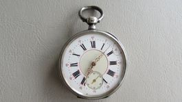 Antike Taschenuhr, Silber, 8 rubiss