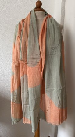Foulard OSKA 100% Coton, vert très clair orange saumon