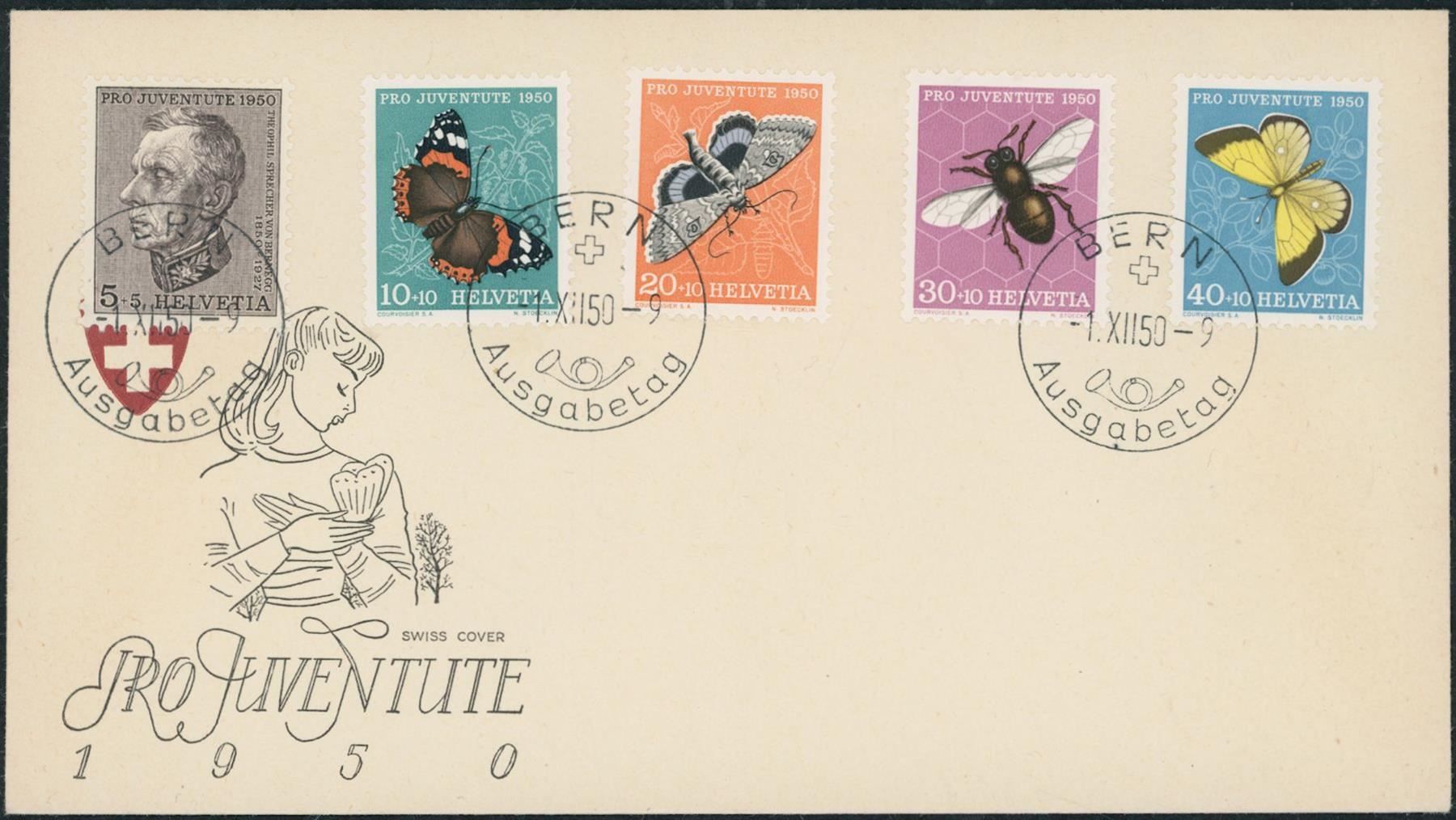 Tutti i francobolli: 1950 - Pro Juventute - FDC ET • dt – Usato da Schindellegi venduto da leecollect