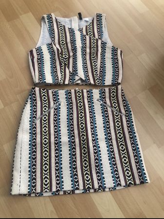 H&M Sommer Zweiteiler Gr. 42 Top & Rock gestreift bunt