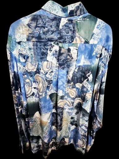 Chemises: Button-Down-Hemd mit abstraktem Muster - Blau & Grau Print – D'occasion à Zug par vinokilo 3